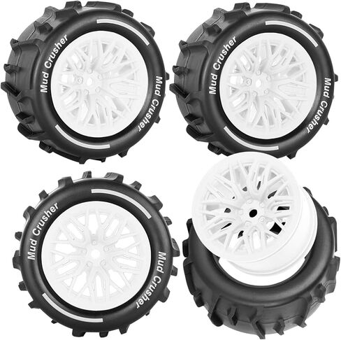 مجموعة عجلات وإطارات RC لجرانيت 1/18، إطارات شاحنة تايفون 1/18، إطار مطاطي RC مع عجلة بلاستيكية، عجلات وإطارات (4 قطع)، أسود in Kuwait