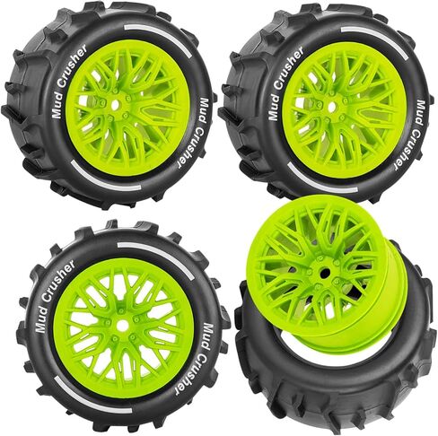 مجموعة عجلات وإطارات RC لجرانيت 1/18، إطارات شاحنة تايفون 1/18، إطار مطاطي RC مع عجلة بلاستيكية، عجلات وإطارات (4 قطع)، أسود in Kuwait