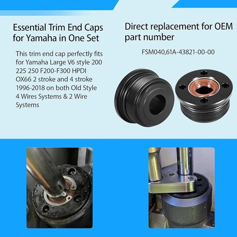 Trim Cap Cylinder with Seals Fits Yamaha 200/225/250/300 HP Outboard V6 Hydraulic Tilt Decorative End Cap Replacement Kit, OEM Part Number: 61A-43821-00-00 FSM040 in Saudi Arabia