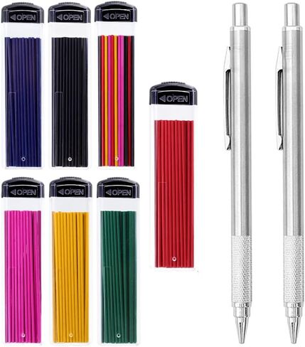 MROOFUL 2Pcs 1.3mm Mechanical Pencil 210 Pcs Colored Mechanical Pencil Lead 6 Color 7 Boxes Refills Auto Pencil Leads Black Blue Red Yellow Pink Green Art Drawing Writing Marking Tool for Office DIY in Saudi Arabia
