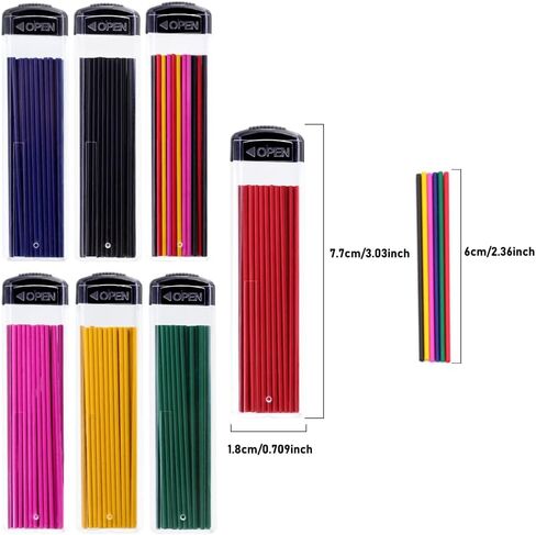 MROOFUL 2Pcs 1.3mm Mechanical Pencil 210 Pcs Colored Mechanical Pencil Lead 6 Color 7 Boxes Refills Auto Pencil Leads Black Blue Red Yellow Pink Green Art Drawing Writing Marking Tool for Office DIY in Saudi Arabia