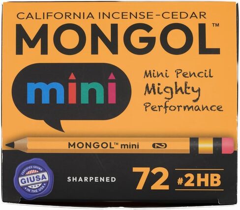 Mongol Classic Incense Cedar Mini #2 Pencil - 72-Pack – Pre-sharpened, European Graphite Core, US Grown Cedar, Smudge Free Eraser – Nontoxic PMA Certified in Saudi Arabia