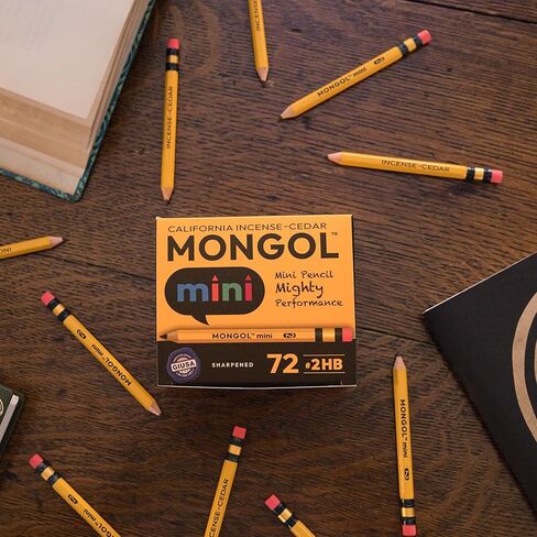 Mongol Classic Incense Cedar Mini #2 Pencil - 72-Pack – Pre-sharpened, European Graphite Core, US Grown Cedar, Smudge Free Eraser – Nontoxic PMA Certified in Saudi Arabia