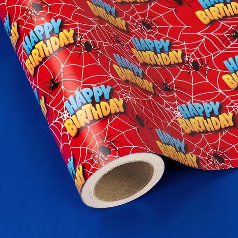 WRAPAHOLIC Happy Birthday Wrapping Paper Roll - Mini Roll - 17 Inch x 16.5 Feet - Cartoon Story, Blue Sky and Cloud Wrapping Paper for Kids Boys Girls Birthday, Baby Shower in Saudi Arabia
