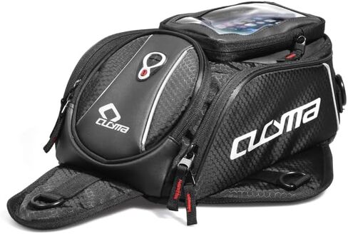 Motorcycle Tank Bag, Magnetic Motorcycle Tank Bag with Detachable Clear Phone Pouch and Rain Cover, Gas Tank Bag for Street and Touring Bikes, Black in Saudi Arabia