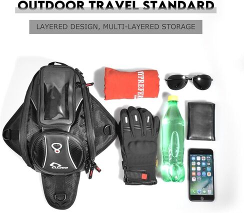 Motorcycle Tank Bag, Magnetic Motorcycle Tank Bag with Detachable Clear Phone Pouch and Rain Cover, Gas Tank Bag for Street and Touring Bikes, Black in Saudi Arabia