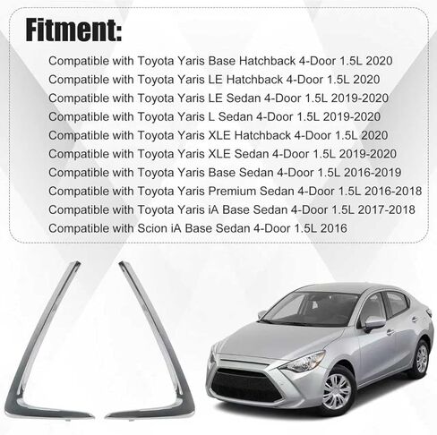 زوج واحد من الحواف الجانبية للشبكة الأمامية من COOL STAR متوافق مع Toyota Yaris 2016-2020 Yaris iA 2017-2018 متوافق مع Scion iA 2016 يستبدل 53123WB001 TO1046102 53124WB001 TO1047102 in Kuwait