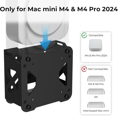 حامل Yimaut فقط لجهاز Mac Mini M4 وM4 Pro، حامل خلف الشاشة 75x75 100x100، يتم ربطه بذراع الشاشة، تحت المكتب والتركيب على الحائط، لحامل Mac Mini المعدني مع روابط الكابل in Kuwait