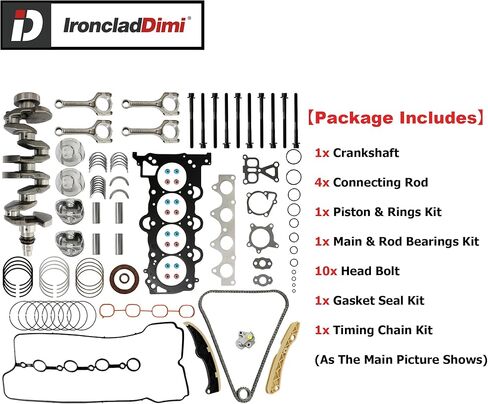 G4FD 1.6 Engine Rebuild Overhaul Kit Crankshaft Piston Connecting Rod Bearing Set Timing Chain Kit Head Gasket Set Fit For Hyundai Accent Veloster Kia Rio Soul Forte Forte5 1.6L 2012-2019 23110-2B610 in Saudi Arabia