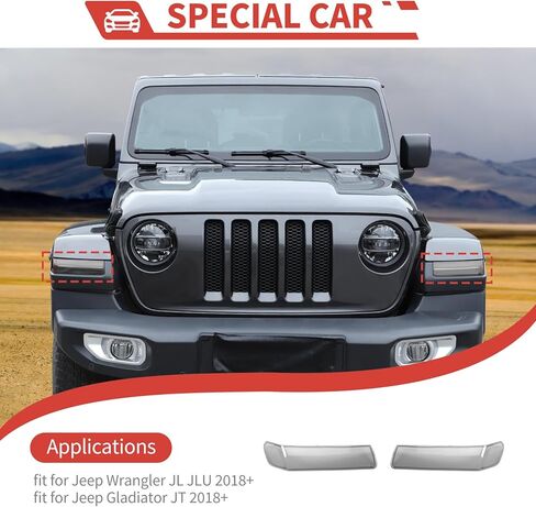 for Jeep Turn Signal Covers Front Side Turn Light Eyebrow Light Lamp Cover fit for Jeep Wrangler JL JLU Gladiator JT 2018+ Exterior Accessories in Kuwait