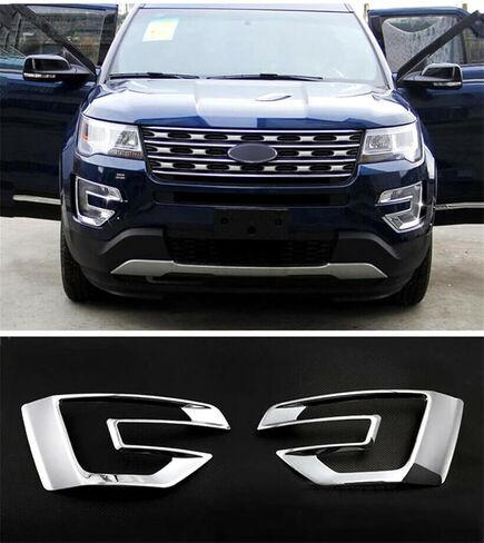 for Ford Explorer 2016 2017 Chrome Exterior Front Fog Lamp Cover Trim ABS Car Accessories 2pcs in Kuwait