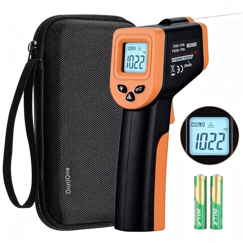 OnniOne Infrared Thermometer Temperature Gun -58℉~1022℉, Digital Laser Thermometer Gun for Cooking Blackstone Pizza Oven Griddle, IR Thermometer with Carrying Storage Case, Backlit (NOT for Human) in Saudi Arabia