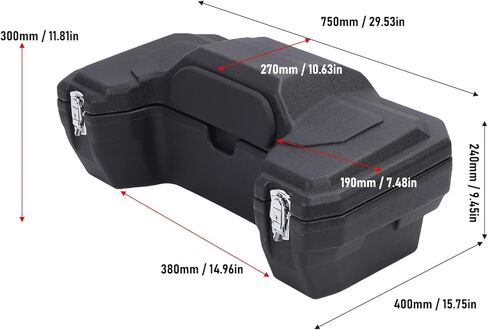 ATV Rear Storage Box ATV Tail Box Rear Luggage 55L Large Capacity Rain Proof Dust Proof Cargo Locking Reflective Strips Backrest for Most ATVs UTVs in Kuwait
