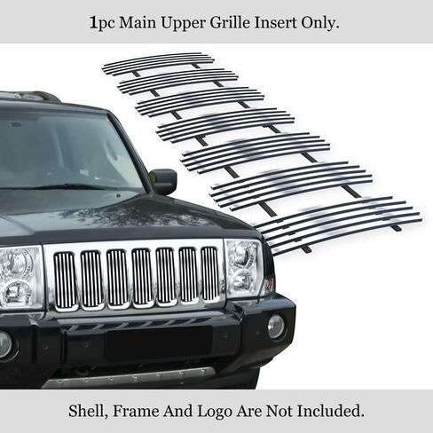 APS متوافق مع Jeep Commander 2006-2010 الجزء العلوي الرئيسي من الفولاذ المقاوم للصدأ والكروم المصقول 8x6 عموديًا من الشبك الأمامي J65499S in Kuwait