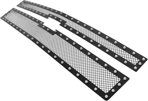APS Compatible with Chevy Silverado 1500 2014-2015 Main Upper Stainless Steel Black Mesh Rivet Studs Front Grill Grille Insert CL5177H in Kuwait