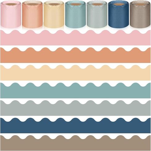 7 Rolls 206.5 Feet Colorful Bulletin Board Borders Scalloped Classroom Borders Bulletin Board Trim Boho Classroom Decor for Teacher Students Bulletin Board Classroom Home Office Decors (Pastel Color) in Saudi Arabia