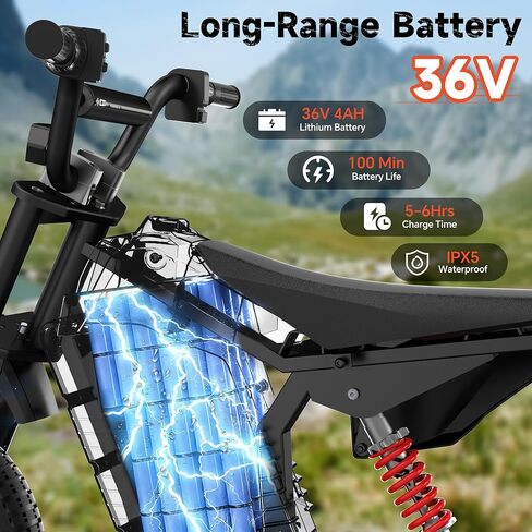 36V Dirt Bike for Kids, 700W Peak Electric Motorcycle, 3 Speeds, 15.5 MPH & 13.7 Miles, Headlight & Rainbow Ambient Lights, Pro Suspension Off-Road Ride On Gift for Kids Ages 4-10 in Saudi Arabia