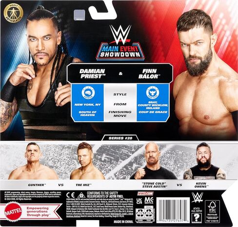 Mattel WWE Main Event Championship Showdown 2-Pack Action Figures & Accessories، السلسلة #20 Damian Priest & Finn Balor مجموعة قابلة للتجميع in Kuwait