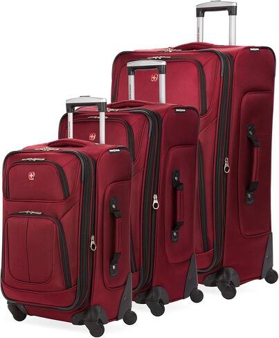 SWISSGEAR Sion 2-Piece Travel Set, Softside Expandable Carry-On Spinner Bundled with 1900 ScanSmart 17" Laptop Backpack with RFID Blocking & Tech Organization, Merlot in Kuwait
