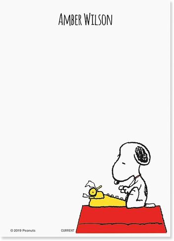 Current Snoopy's Typewriter Personalized Notepad Set with Holder - Set of 4 Note Pads, Acrylic Holder, Stationery Gift in Kuwait