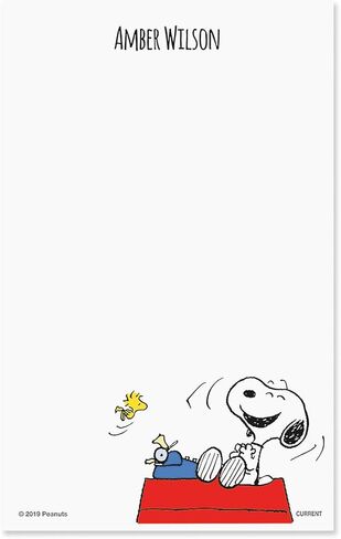 Current Snoopy's Typewriter Personalized Notepad Set with Holder - Set of 4 Note Pads, Acrylic Holder, Stationery Gift in Kuwait