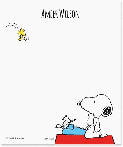 Current Snoopy's Typewriter Personalized Notepad Set with Holder - Set of 4 Note Pads, Acrylic Holder, Stationery Gift in Kuwait