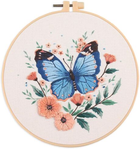 Meecaa Bird Flower Animal Embroidery Kit Starter Set, Hand Embroidery Set,Pattern Printed Cross Stitch Set for Beginner Adults, with Embroidery Hoop and Instructions (Bird 1) in Saudi Arabia