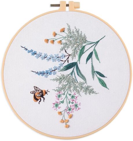 Meecaa Bird Flower Animal Embroidery Kit Starter Set, Hand Embroidery Set,Pattern Printed Cross Stitch Set for Beginner Adults, with Embroidery Hoop and Instructions (Bird 1) in Saudi Arabia