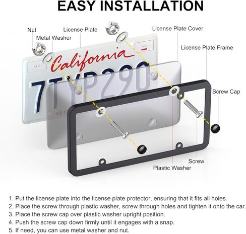 Vitog 2 Packs Clear License Plate Covers with 2 Extra Spare, Shatterproof License Plate Protector, Anti-Yellowing License Plate Holders & Frames with Anti-Rattle Pads & Hardware For Standard US Plates in Saudi Arabia