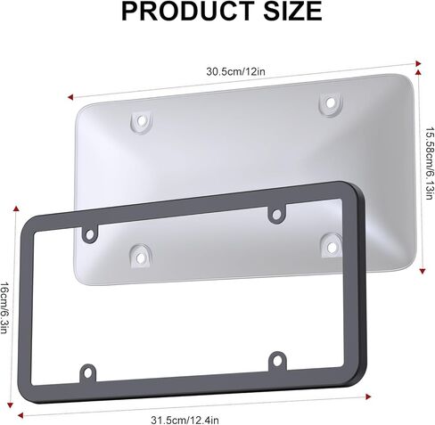 Vitog 2 Packs Clear License Plate Covers with 2 Extra Spare, Shatterproof License Plate Protector, Anti-Yellowing License Plate Holders & Frames with Anti-Rattle Pads & Hardware For Standard US Plates in Saudi Arabia