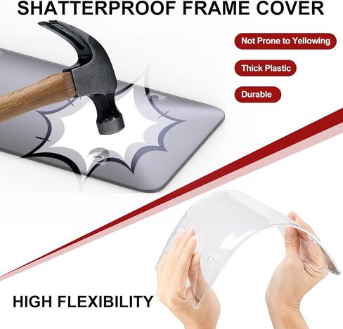 Vitog 2 Packs Clear License Plate Covers with 2 Extra Spare, Shatterproof License Plate Protector, Anti-Yellowing License Plate Holders & Frames with Anti-Rattle Pads & Hardware For Standard US Plates in Saudi Arabia