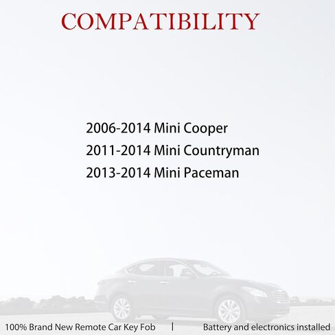 استبدال MechanMagic Smart Key Fob يناسب Mini Cooper Countryman Paceman 2006 2007 2008 2009 2010 2011 2012 2013 2014 KR55WK49333 جهاز التحكم عن بعد للدخول بدون مفتاح in Kuwait
