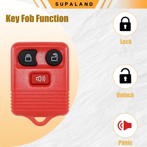 SUPALAND Key Fob دخول بدون مفتاح يناسب 1998-2016 Ford F150 F250 F350 Ranger Explorer Expedition Escape Excursion E150 Freestar Lincoln Mazda Remote Control استبدال CWTWB1U345 أحمر 3 أزرار in Kuwait