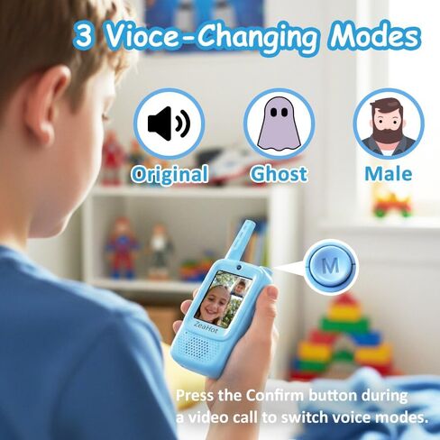 2026 Upgraded Video Walkie Talkies for Kids, Video Intercom Featuring with Camera, Video Voice Chat, Emoji Messaging, Voice-Changing Modes, for Children Boys & Girls, 2 Pack (Blue) in Saudi Arabia