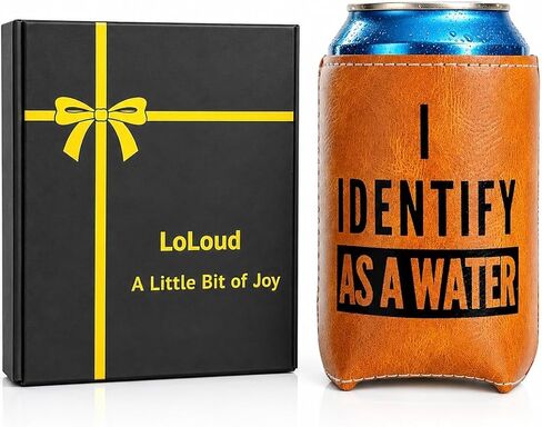 Funny Birthday Gifts for Men, Gifts for Dad Husband Hubby Boyfriend BF, Gag Gift, Retirement Gift, I Identify As A Water Faux Leather Can Cooler Sleeve in Saudi Arabia
