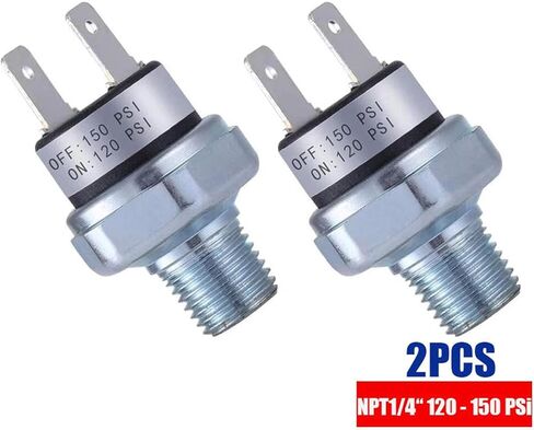 CHICHIYANG 1/4 "-18 NPT مفتاح ضغط الهواء، 120-150 PSI مفتاح ضغط الهواء، مفتاح ضغط ضاغط الهواء، قطعتان in Kuwait