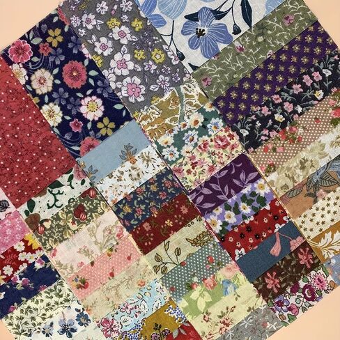 50PCS 5" x 5" Floral 100% Precut Cotton Fabric Squares Random Style - Pre-Cut 5x5 Inch Pink Fabric Quilting Squares for Sewing,Charm Packs for Quilting Assorted Patterns in Kuwait