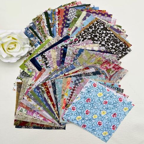 50PCS 5" x 5" Floral 100% Precut Cotton Fabric Squares Random Style - Pre-Cut 5x5 Inch Pink Fabric Quilting Squares for Sewing,Charm Packs for Quilting Assorted Patterns in Kuwait