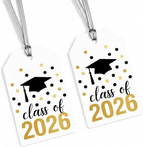 Class of 2026 Graduation Tags: Writable 300GSM Cardstock 40pcs 2x3.5 Rectangular Labels with 40 Silver Ties for Gift Bags, Bouquets, Party Favors, Ceremony Decor & Senior Keepsakes in Saudi Arabia
