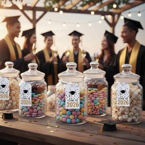 Class of 2026 Graduation Tags: Writable 300GSM Cardstock 40pcs 2x3.5 Rectangular Labels with 40 Silver Ties for Gift Bags, Bouquets, Party Favors, Ceremony Decor & Senior Keepsakes in Saudi Arabia