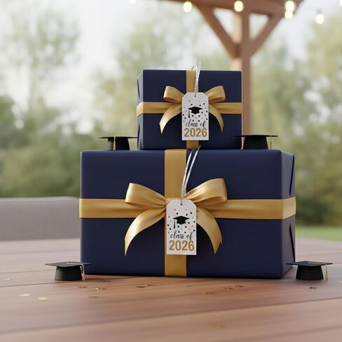Class of 2026 Graduation Tags: Writable 300GSM Cardstock 40pcs 2x3.5 Rectangular Labels with 40 Silver Ties for Gift Bags, Bouquets, Party Favors, Ceremony Decor & Senior Keepsakes in Saudi Arabia
