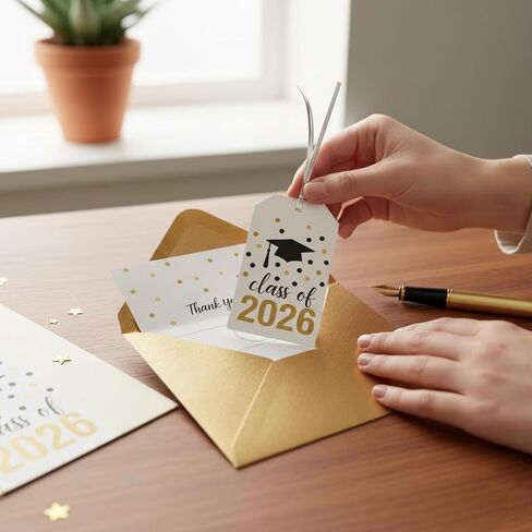 Class of 2026 Graduation Tags: Writable 300GSM Cardstock 40pcs 2x3.5 Rectangular Labels with 40 Silver Ties for Gift Bags, Bouquets, Party Favors, Ceremony Decor & Senior Keepsakes in Saudi Arabia