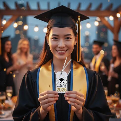 Class of 2026 Graduation Tags: Writable 300GSM Cardstock 40pcs 2x3.5 Rectangular Labels with 40 Silver Ties for Gift Bags, Bouquets, Party Favors, Ceremony Decor & Senior Keepsakes in Saudi Arabia