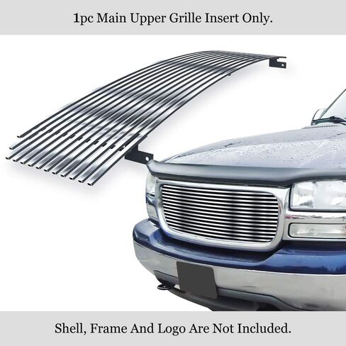 APS متوافق مع GMC Sierra 1500 1999-2000 & 01 C3 & 00-06 GMC Yukon الجزء العلوي الرئيسي من الفولاذ المقاوم للصدأ SS الكروم الخام شبكة أمامية للشواية S18-A96358G in Kuwait
