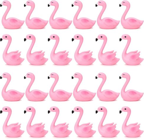 Soulchen 24 Pcs Pink Flamingo Rubber Ducks Bulk 3.5" 3.9" Small Flamingo to Hide on Summer Cruise Ships Party Decorations for Cake Decoration Hawaii Yard Party Supplies in Kuwait