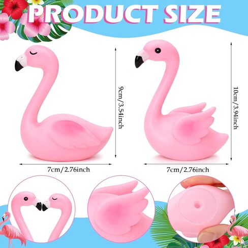 Soulchen 24 Pcs Pink Flamingo Rubber Ducks Bulk 3.5" 3.9" Small Flamingo to Hide on Summer Cruise Ships Party Decorations for Cake Decoration Hawaii Yard Party Supplies in Kuwait
