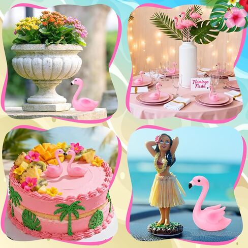 Soulchen 24 Pcs Pink Flamingo Rubber Ducks Bulk 3.5" 3.9" Small Flamingo to Hide on Summer Cruise Ships Party Decorations for Cake Decoration Hawaii Yard Party Supplies in Kuwait
