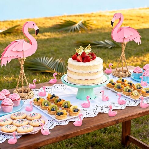 Soulchen 24 Pcs Pink Flamingo Rubber Ducks Bulk 3.5" 3.9" Small Flamingo to Hide on Summer Cruise Ships Party Decorations for Cake Decoration Hawaii Yard Party Supplies in Kuwait