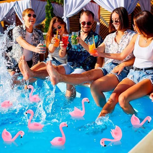 Soulchen 24 Pcs Pink Flamingo Rubber Ducks Bulk 3.5" 3.9" Small Flamingo to Hide on Summer Cruise Ships Party Decorations for Cake Decoration Hawaii Yard Party Supplies in Kuwait