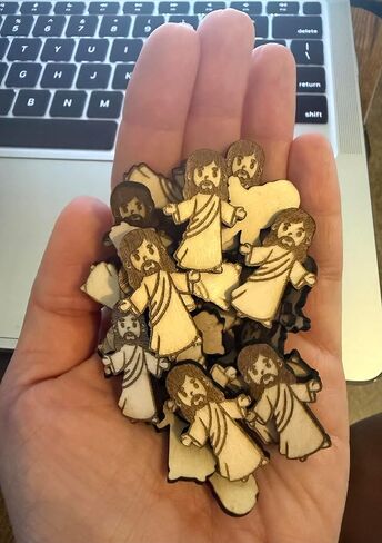 50 Pack - Eco Friendly Wooden Mini Jesus Figures, Laser Engraved Pocket Jesus Charms, Small Religious Eco Friendly Wood Cutouts, Bulk Pack in Kuwait